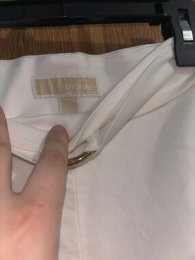 Michael Kors Cream Top with Gold Ring Detail